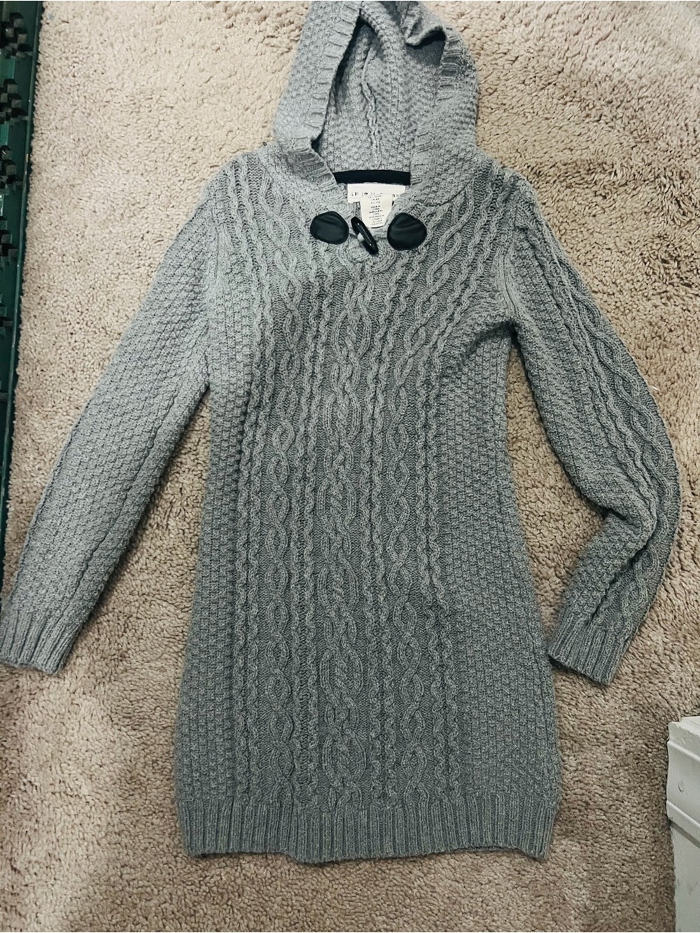 if it were me Gray Cable Knit Hooded Sweater Tunic